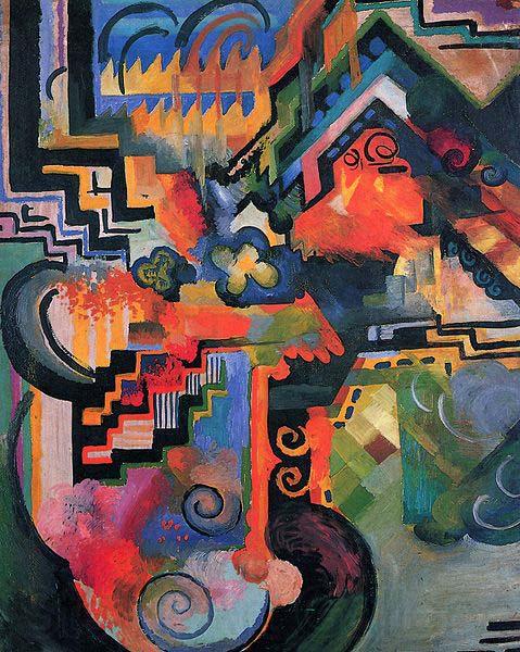August Macke Colored composition (Hommage to Johann Sebastian Bachh) Spain oil painting art